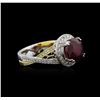 Image 1 : 18KT Two-Tone Gold 4.65 ctw Ruby and Diamond Ring