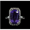 Image 2 : 9.03 ctw Tanzanite and Diamond Ring - 14KT White Gold