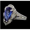 Image 1 : 3.05 ctw Tanzanite and Diamond Ring - 14KT White Gold