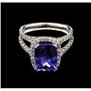 Image 2 : 3.53 ctw Tanzanite and Diamond Ring - 14KT White Gold