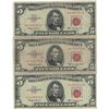 Image 1 : 1963 $5 VG/XF Red Seal Note Lot of 3