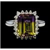 Image 2 : 4.06 ctw Ametrine Quartz and Diamond Ring - 14KT White Gold