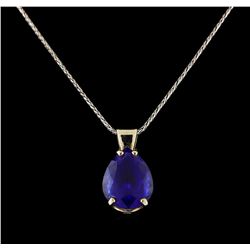 8.54 ctw Tanzanite Pendant With Chain - 14KT White Gold