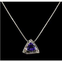 2.46 ctw Tanzanite and Diamond Pendant With Chain - 14KT White Gold