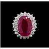 Image 2 : GIA Cert 5.86 ctw Ruby and Diamond Ring - 14KT White Gold