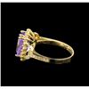 Image 3 : 14KT Yellow Gold 4.45 ctw Tanzanite and Diamond Ring