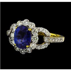 2.40 ctw Sapphire and Diamond Ring - 18KT Yellow Gold