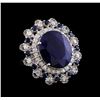 Image 1 : 18.73 ctw Sapphire and Diamond Ring - 14KT White Gold