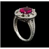 Image 4 : 2.20 ctw Rubellite and Diamond Ring - 18KT White Gold