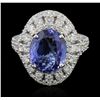 Image 2 : 5.96 ctw Tanzanite and Diamond Ring - 14KT White Gold