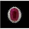 Image 2 : GIA Cert 14.36 ctw Ruby and Diamond Ring - 14KT White Gold