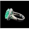 Image 3 : GIA Cert 9.66 ctw Emerald and Diamond Ring - 14KT White Gold