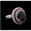 Image 1 : 14KT White Gold 6.45 ctw Sapphire, Ruby and Diamond Ring