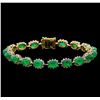 Image 1 : 20.04 ctw Emerald and Diamond Bracelet - 14KT Yellow Gold