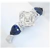 Image 3 : 0.90 ctw Diamond and Sapphire Ring - 14KT White Gold