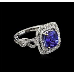 18KT White Gold 3.33 ctw Tanzanite and Diamond Ring