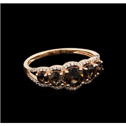 1.11 ctw Smokey Topaz and Diamond Ring - 14KT Rose Gold