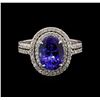 Image 2 : 14KT White Gold 3.57 ctw Tanzanite and Diamond Ring