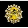 Image 2 : 5.62 ctw Citrine Quartz  and Diamond Ring - 14KT Yellow  Gold