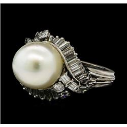 Pearl and Diamond Ring - Platinum