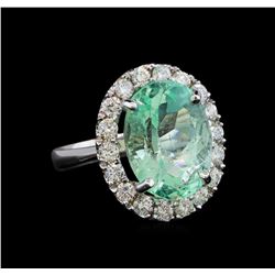 9.49 ctw Emerald and Diamond Ring - 14KT White Gold