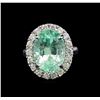 Image 2 : 9.49 ctw Emerald and Diamond Ring - 14KT White Gold