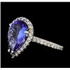 Image 1 : 3.20 ctw Tanzanite and Diamond Ring - 14KT White Gold