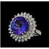 Image 1 : 14.78 ctw Tanzanite and Diamond Ring - 14KT White Gold