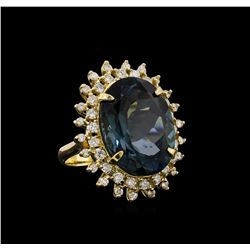 14KT Yellow Gold 22.70 ctw Topaz and Diamond Ring