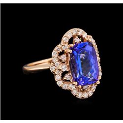 3.83 ctw Tanzanite and Diamond Ring - 14KT Rose Gold