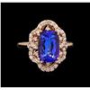 Image 2 : 3.83 ctw Tanzanite and Diamond Ring - 14KT Rose Gold