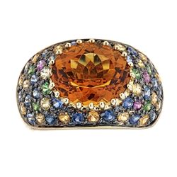 4.40 ctw Citrine and Multicolored Gemstone Ring - 14KT Yellow Gold