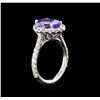 Image 4 : 4.01 ctw Tanzanite and Diamond Ring - 14KT White Gold