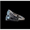 Image 3 : 4.89 ctw Blue Topaz and Sapphire Ring - 14KT White Gold