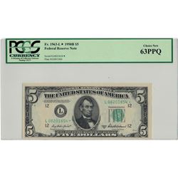 1950-B $5 PCGS Choice New 63PPQ Federal Reserve Note