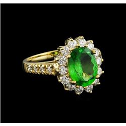 2.32 ctw Tsavorite Garnet and Diamond Ring - 14KT Yellow Gold