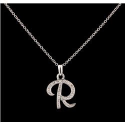 0.15 ctw Diamond Letter R Pendant With Chain - 14KT White Gold