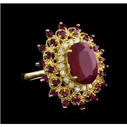 9.94 ctw Ruby and Diamond Ring - 14KT Yellow Gold