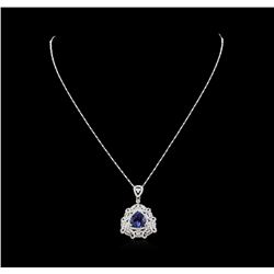 4.85 ctw Tanzanite and Diamond Pendant With Chain - 14KT White Gold