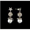 Image 2 : Tahitian Pearl and Diamond Earrings - 14KT White Gold