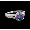 Image 1 : 1.37 ctw Tanzanite and Diamond Ring - 14KT White Gold