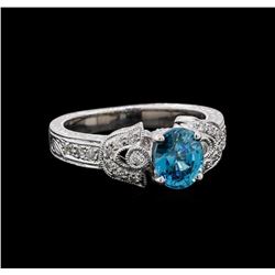 2.11 ctw Blue Zircon Ring - 18KT White Gold