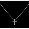 Image 1 : 0.31 ctw Diamond Cross Pendant With Chain - 14KT White Gold