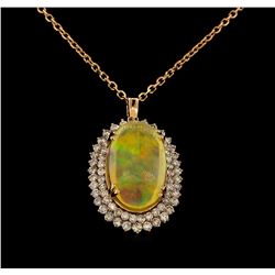 18.14 ctw Opal and Diamond Pendant With Chain - 14KT Rose Gold