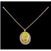 Image 2 : 18.14 ctw Opal and Diamond Pendant With Chain - 14KT Rose Gold