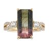 Image 1 : 4.71 ctw Tourmaline, Ruby, and Diamond Ring - 14KT Yellow Gold