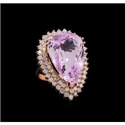 38.24 ctw Kunzite and Diamond Ring - 14KT Rose Gold