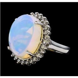 14.58 ctw Opal and Diamond Ring - 14KT White Gold