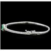 Image 2 : 0.83 ctw Emerald and Diamond Bangle Bracelet - 14KT White Gold