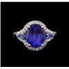 Image 2 : 4.74 ctw Tanzanite and Diamond Ring - 14KT White Gold